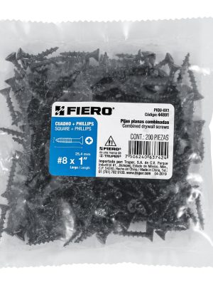 44891 - Bolsa con 200 pijas #8 x 1' combinadas (cuadro + Phillips)