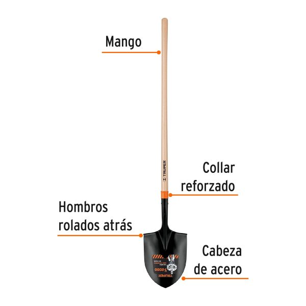 17177 - Pala irrigación T-2000, mango largo 45', Truper
