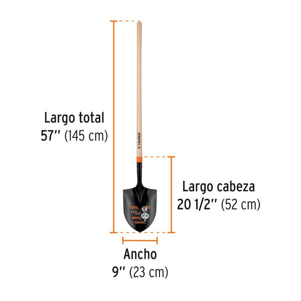 17177 - Pala irrigación T-2000, mango largo 45', Truper