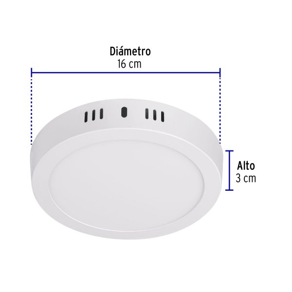48257 - Luminario LED tipo plafón 12 W, redondo, luz cálida, blanco