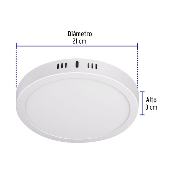 48258 - Luminario LED tipo plafón 18 W, redondo, luz cálida, blanco