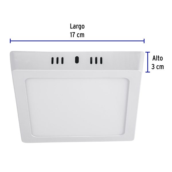 47443 - Luminario LED tipo plafón 12 W, cuadrado, luz de día, blanco