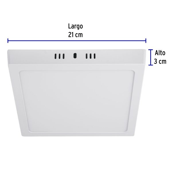 47444 - Luminario LED tipo plafón 18 W, cuadrado, luz de día, blanco
