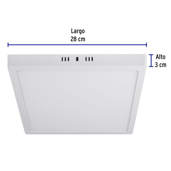 47445 - Luminario LED tipo plafón 24 W, cuadrado, luz de día, blanco