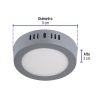 47346 - Luminario LED tipo plafón 6 W, redondo, luz de día, gris