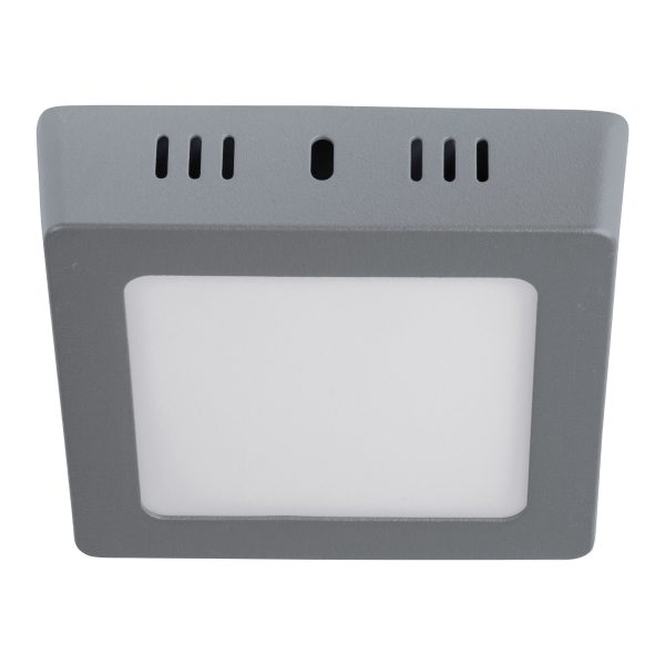 47446 - Luminario LED tipo plafón 6 W, cuadrado, luz de día, gris