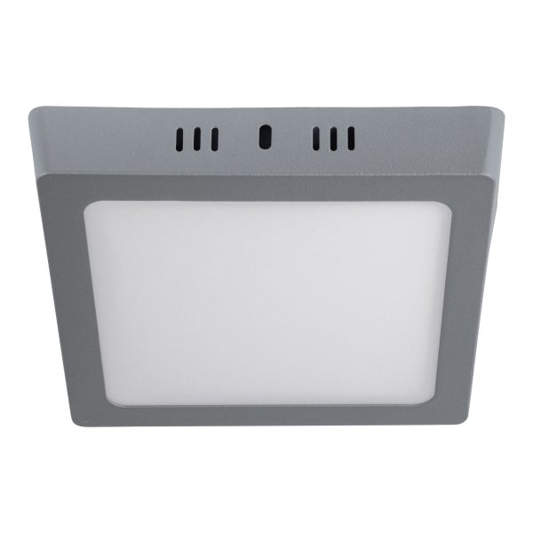 47447 - Luminario LED tipo plafón 12 W, cuadrado, luz de día, gris