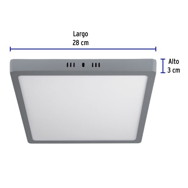 47449 - Luminario LED tipo plafón 24 W, cuadrado, luz de día, gris