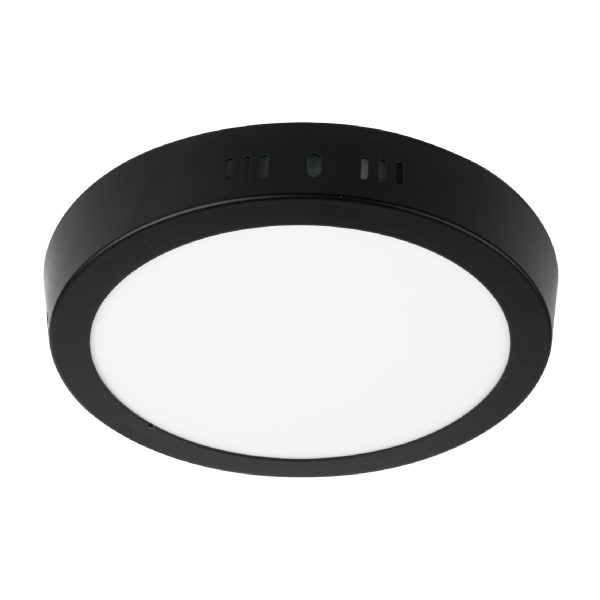 47396 - Luminario LED tipo plafón 12 W, redondo, luz de día, negro