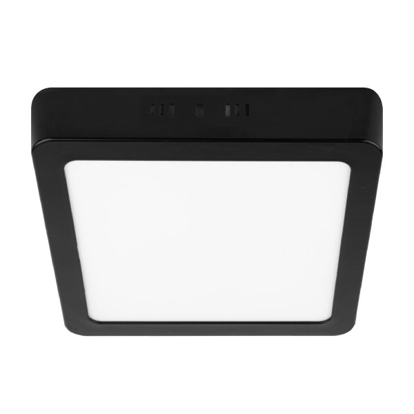 47416 - Luminario LED tipo plafón 12 W, cuadrado, luz de día, negro