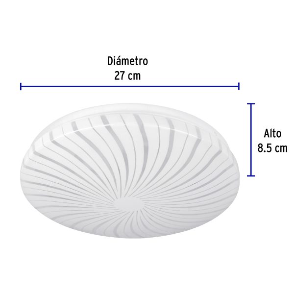 46015 - Luminario LED 8W plafón decorativo espiral luz de día, BASIC