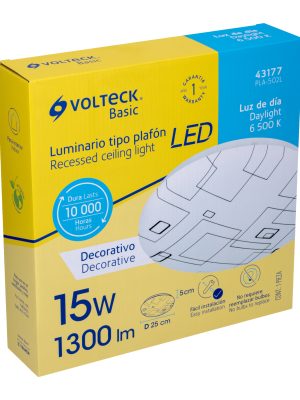 43177 - Luminario LED 15W plafón decorativo cuadros luz de día,BASIC