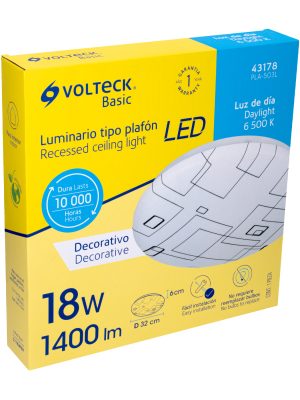 43178 - Luminario LED 18W plafón decorativo cuadros luz de día,BASIC