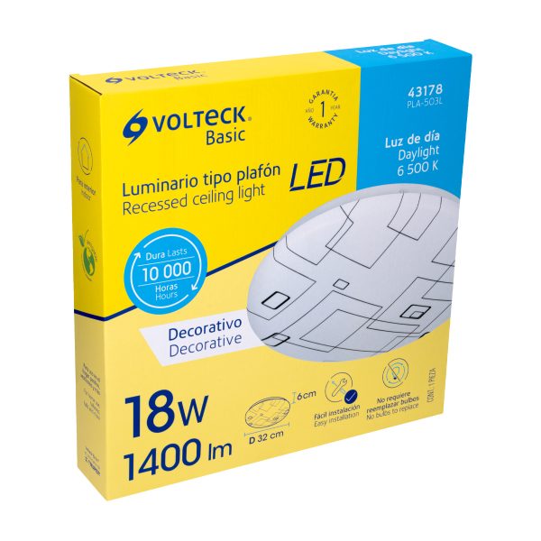 43178 - Luminario LED 18W plafón decorativo cuadros luz de día,BASIC