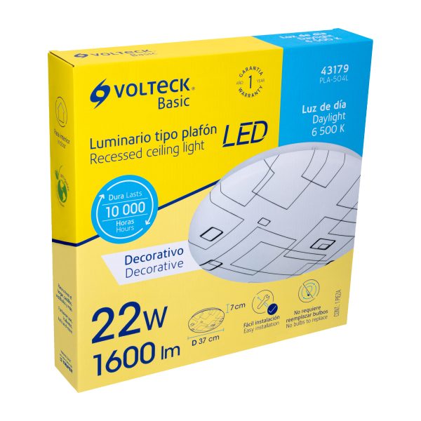 43179 - Luminario LED 22W plafón decorativo cuadros luz de día,BASIC