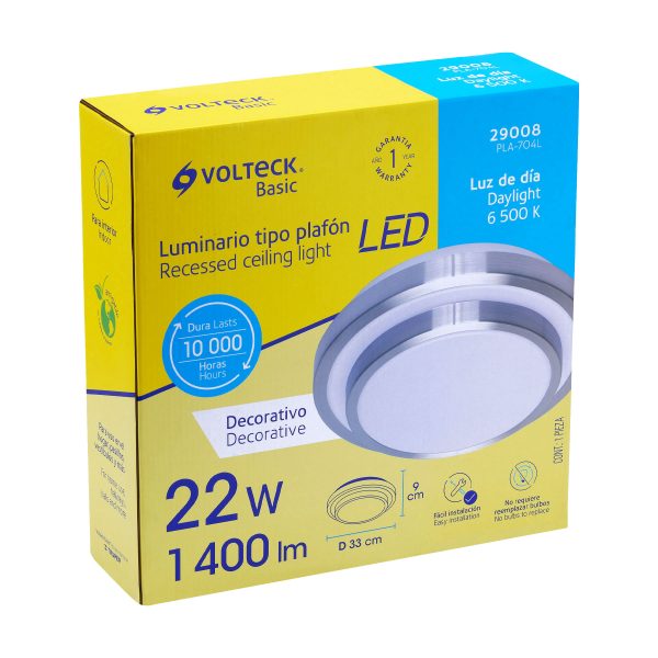PLA-704LE1.jpg 29008 - Luminario LED 22W plafón decorativo metálico, luz día, BASIC