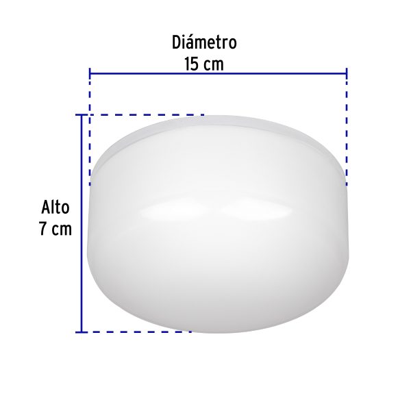 49804 - Luminario de LED 15 W tipo plafón, base E26, luz de día