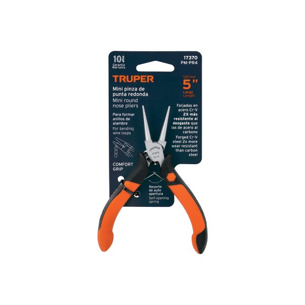 17370 - Mini pinza de punta redonda 5' mango Comfort Grip, Truper