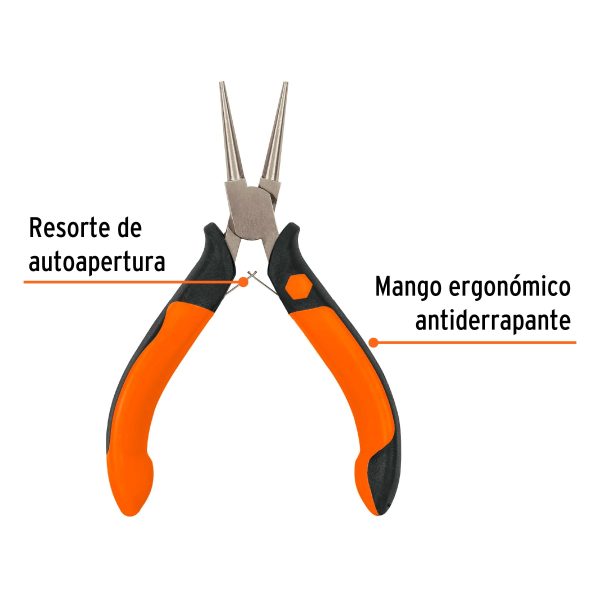 17370 - Mini pinza de punta redonda 5' mango Comfort Grip, Truper