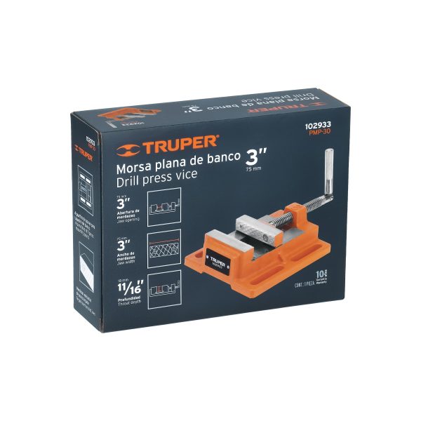 102933 - Prensa morsa plana, apertura 3' (75 mm), Truper