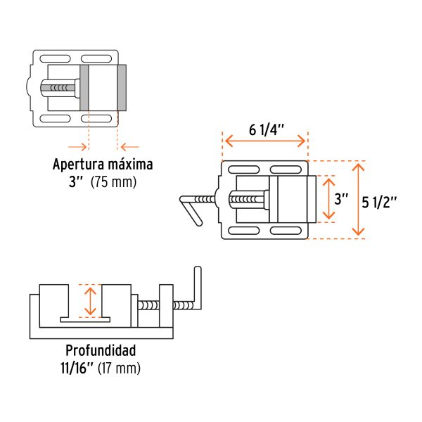 102933 - Prensa morsa plana, apertura 3' (75 mm), Truper