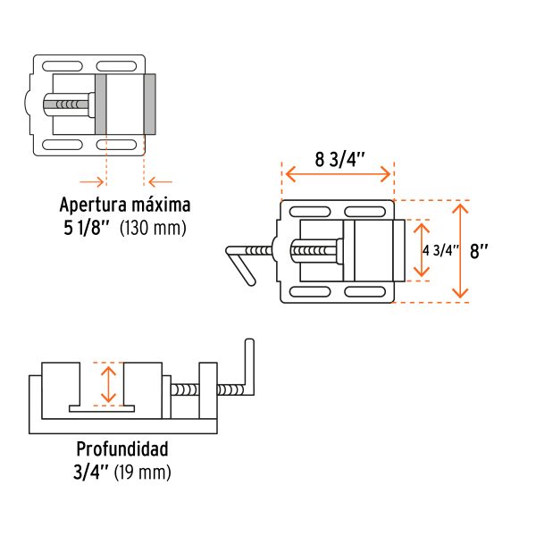 102935 - Prensa morsa plana, apertura 5' (125 mm), Truper
