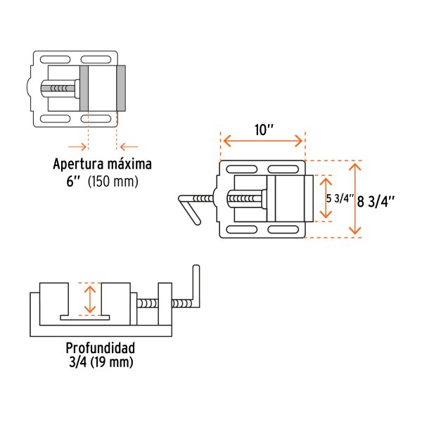 102936 - Prensa morsa plana, apertura 6' (150 mm), Truper
