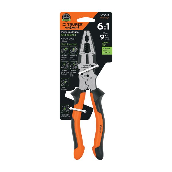 103012 - Pinza multiuso 8' electricista, comfort grip, Truper Expert