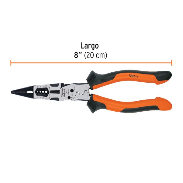 103013 - Pinza multiuso 8' punta larga, comfort grip, Truper expert