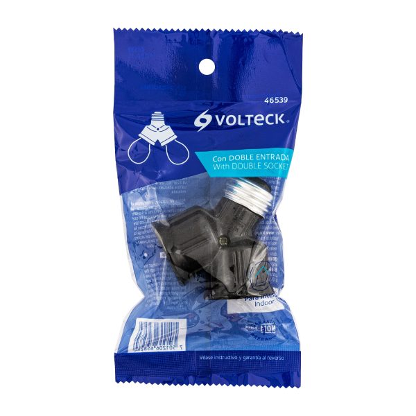 46539 - Portalámpara de baquelita, doble entrada, Volteck