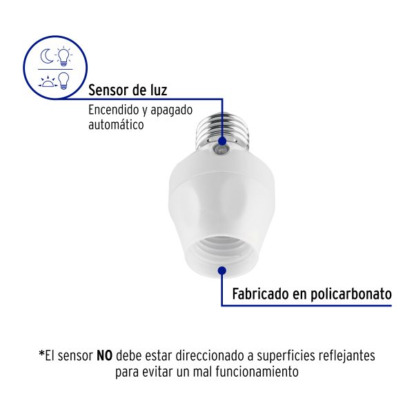 46534 - Portalámpara con sensor de luz, Volteck