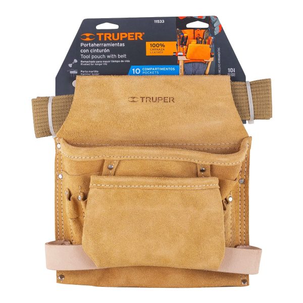 11533 - Porta herramientas de carnaza con 10 compartimentos, Truper