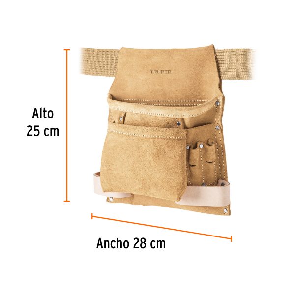 11533 - Porta herramientas de carnaza con 10 compartimentos, Truper