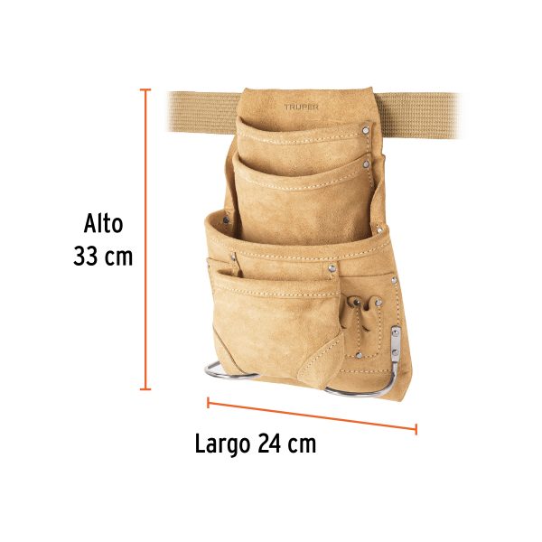 11536 - Porta herramientas de carnaza con 12 compartimentos, Truper