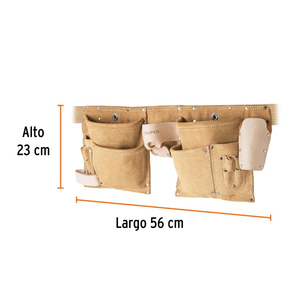 11537 - Porta herramientas de carnaza con 13 compartimentos, Truper