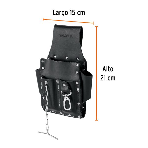 102007 - Porta herramientas grande de cuero, 7 compartimentos, Truper