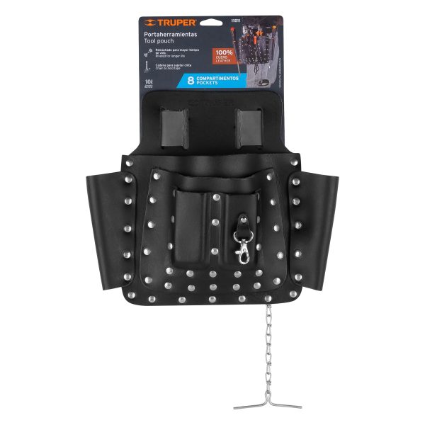 11511 - Porta herramientas de cuero con 8 compartimentos, Truper