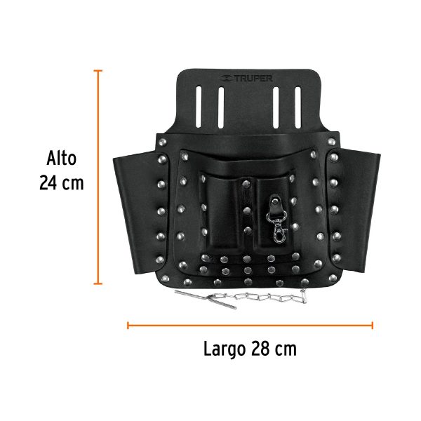 11511 - Porta herramientas de cuero con 8 compartimentos, Truper