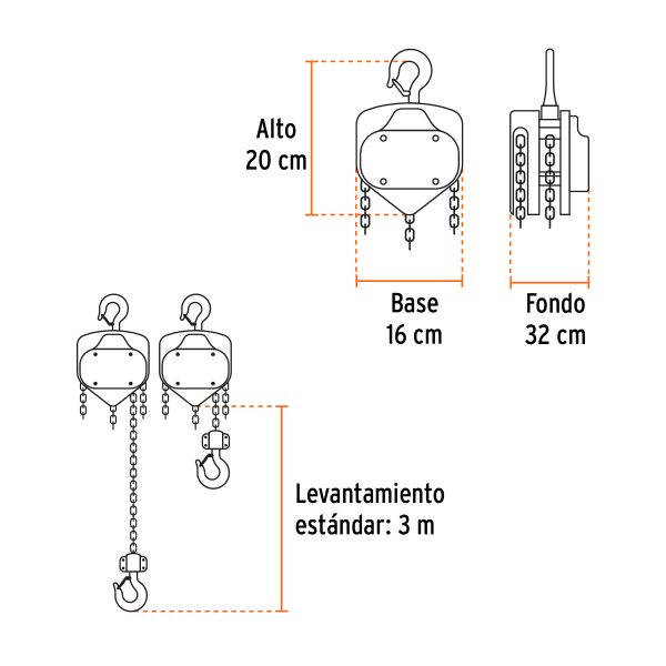16825 - Polipasto de cadena de 1-1/2 ton, Truper