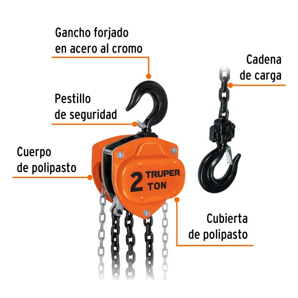 16826 - Polipasto de cadena de 2 ton, Truper