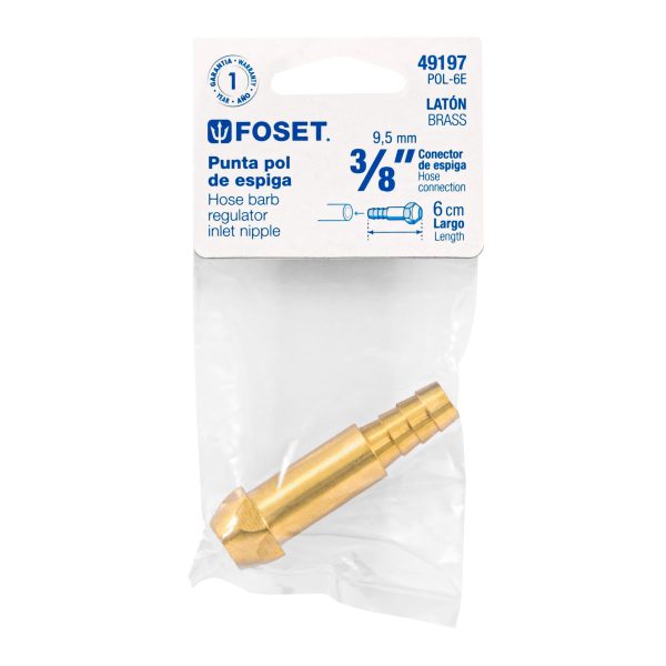 49197 - Punta pol de latón 3/8' x 6 cm, de espiga, Foset