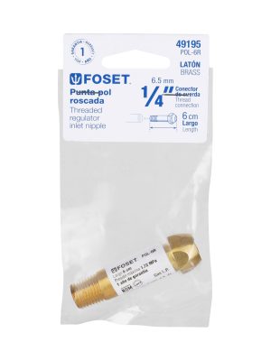 49195 - Punta pol de latón 1/4' x 6 cm, de rosca, Foset