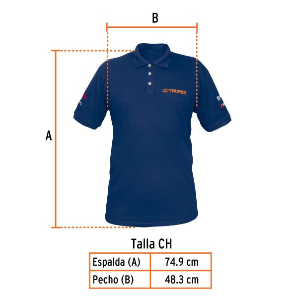 60465 - Playera polo para hombre, azul, CH, Truper