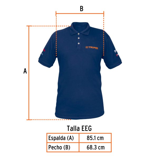60461 - Playera polo para hombre, azul, EEG, Truper