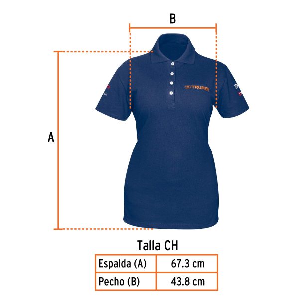 60474 - Playera polo para mujer, azul, CH, Truper