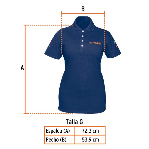 60472 - Playera polo para mujer, azul, G, Truper