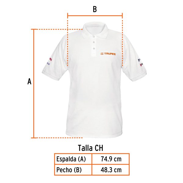 60455 - Playera polo para hombre, blanca, CH, Truper