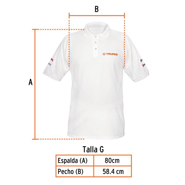 60453 - Playera polo para hombre, blanca, G, Truper