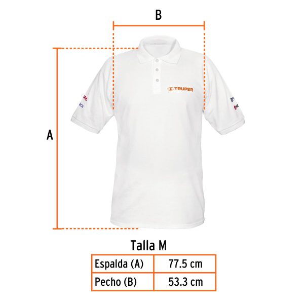 60454 - Playera polo para hombre, blanca, M, Truper
