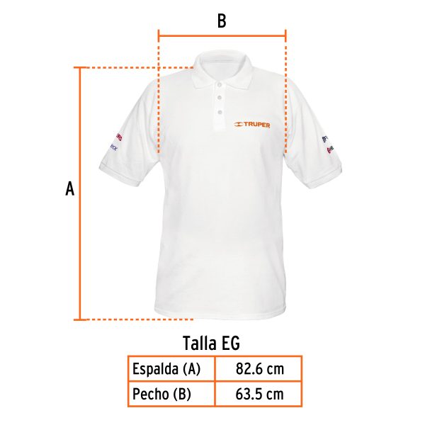 60452 - Playera polo para hombre, blanca, EG, Truper